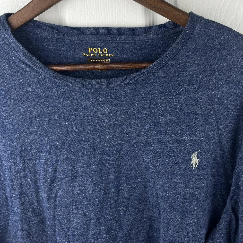 Polo Ralph Lauren Long Sleeve T Shirt Mens Large Blue Heather Pony Tee Crewneck